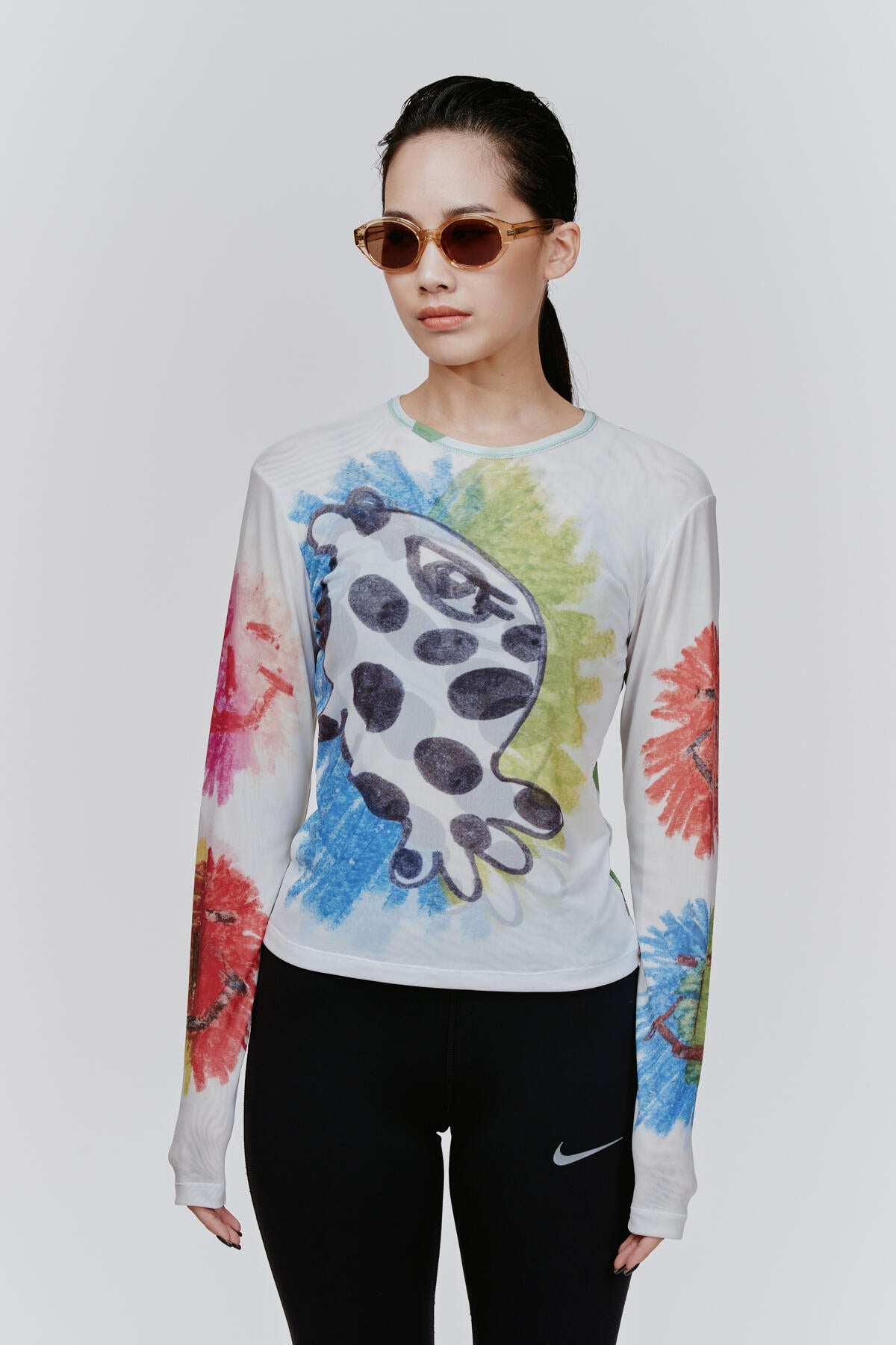 B213_Polkadot Fish Fitted Mesh Top_L_01